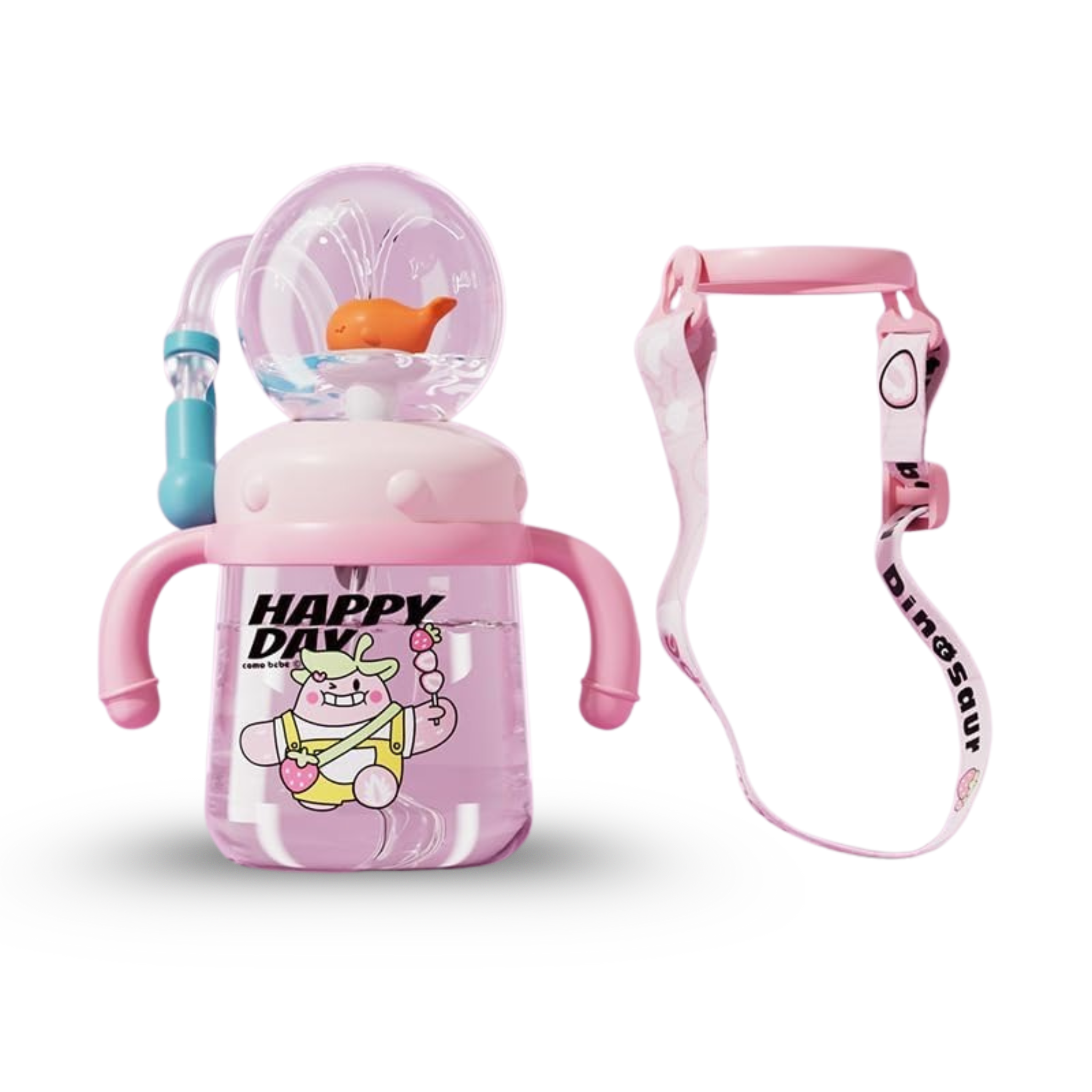 Walvis Sippy Cup – 300ml Lekvrije Kinder Drinkbeker met Zachte Siliconen Tuit, Rietje & Verstelbare Draagband