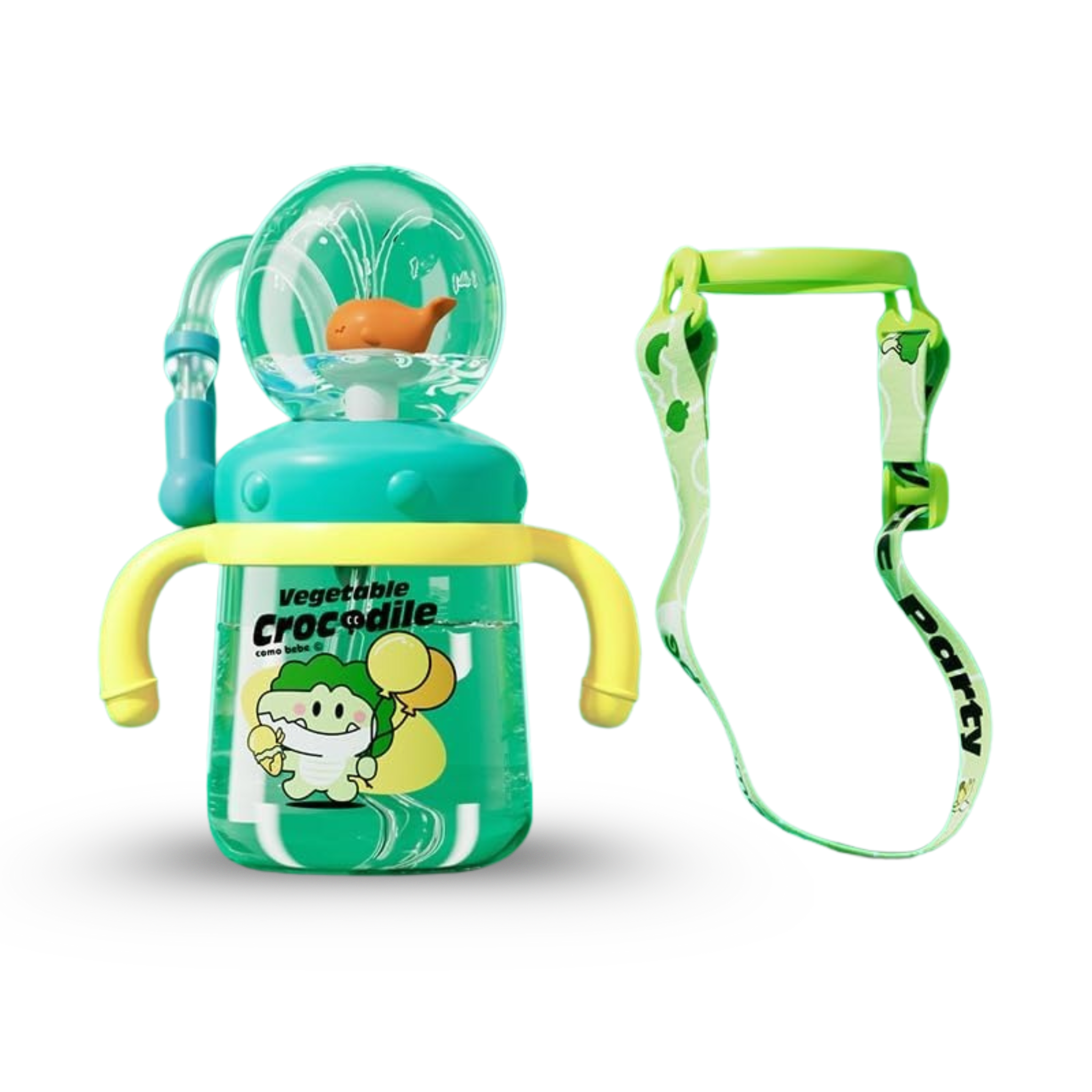 Walvis Sippy Cup – 300ml Lekvrije Kinder Drinkbeker met Zachte Siliconen Tuit, Rietje & Verstelbare Draagband