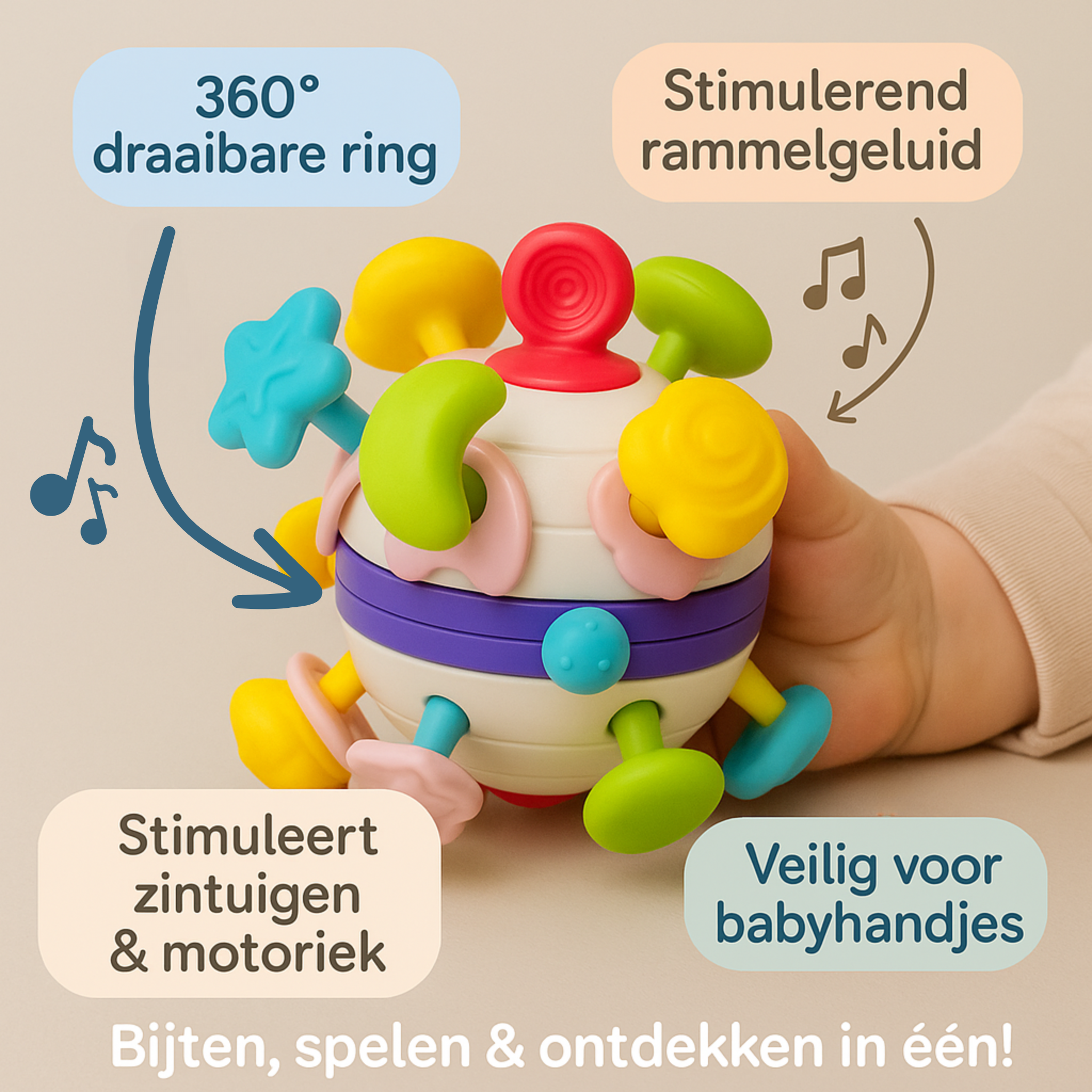 Bitey™ Ontdekkingsduo – Zintuiglijke Speel- & Bijtset voor Baby’s