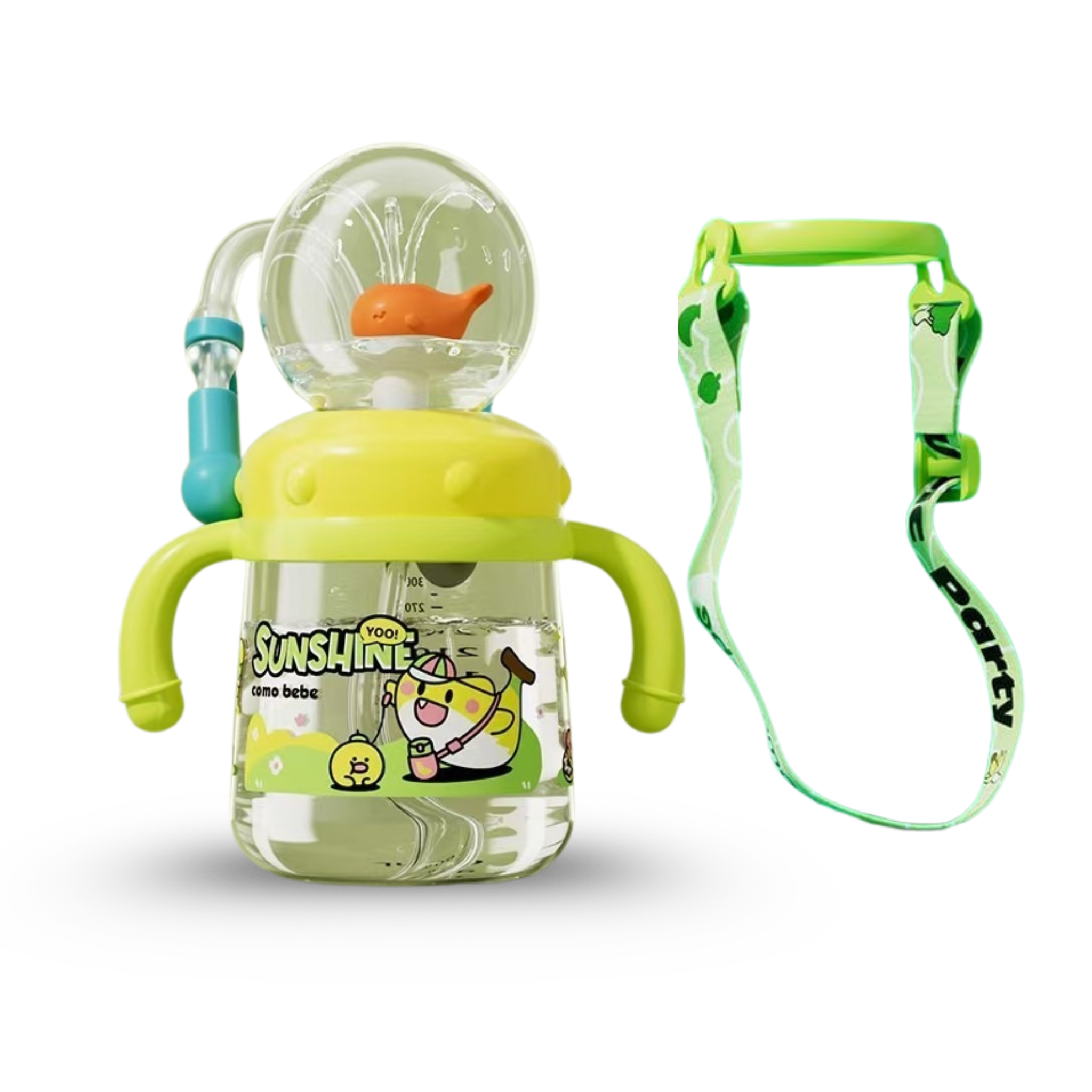 Walvis Sippy Cup – 300ml Lekvrije Kinder Drinkbeker met Zachte Siliconen Tuit, Rietje & Verstelbare Draagband