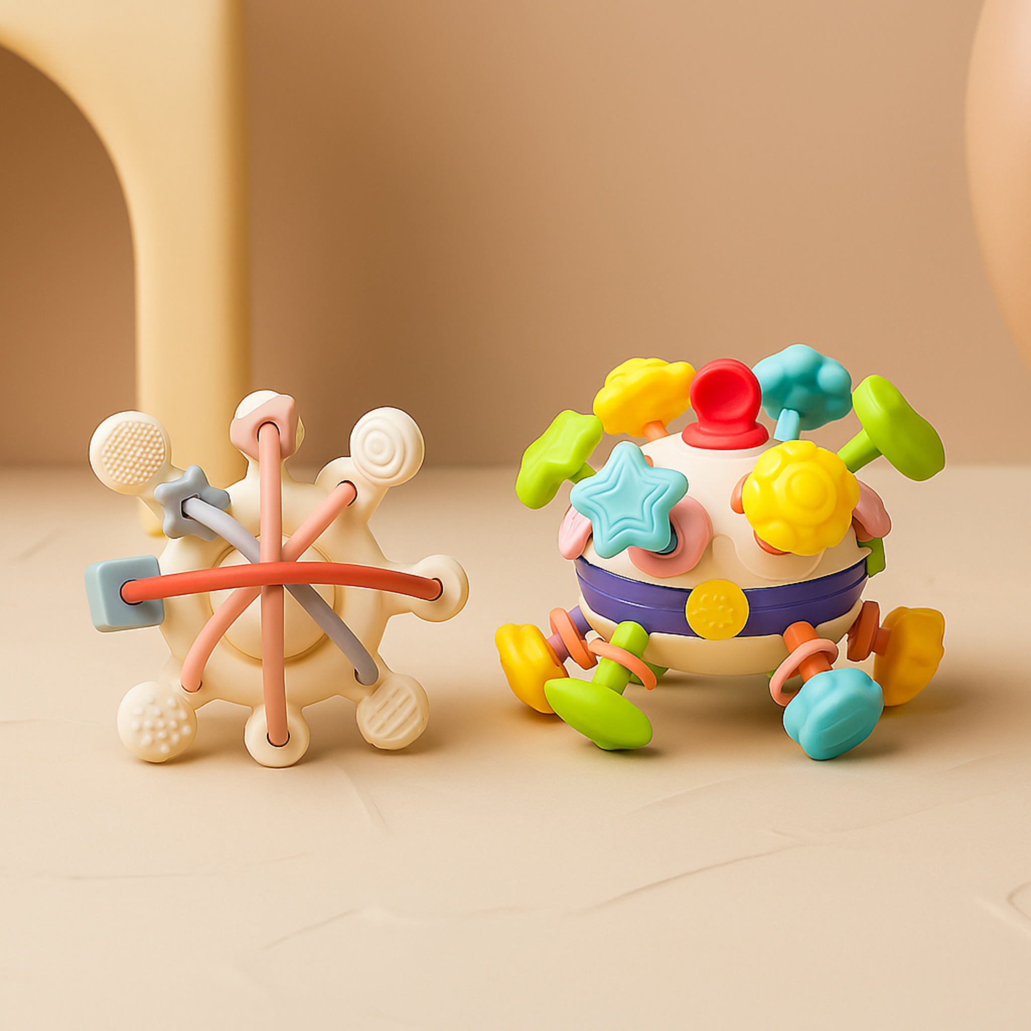 Bitey™ Ontdekkingsduo – Zintuiglijke Speel- & Bijtset voor Baby’s