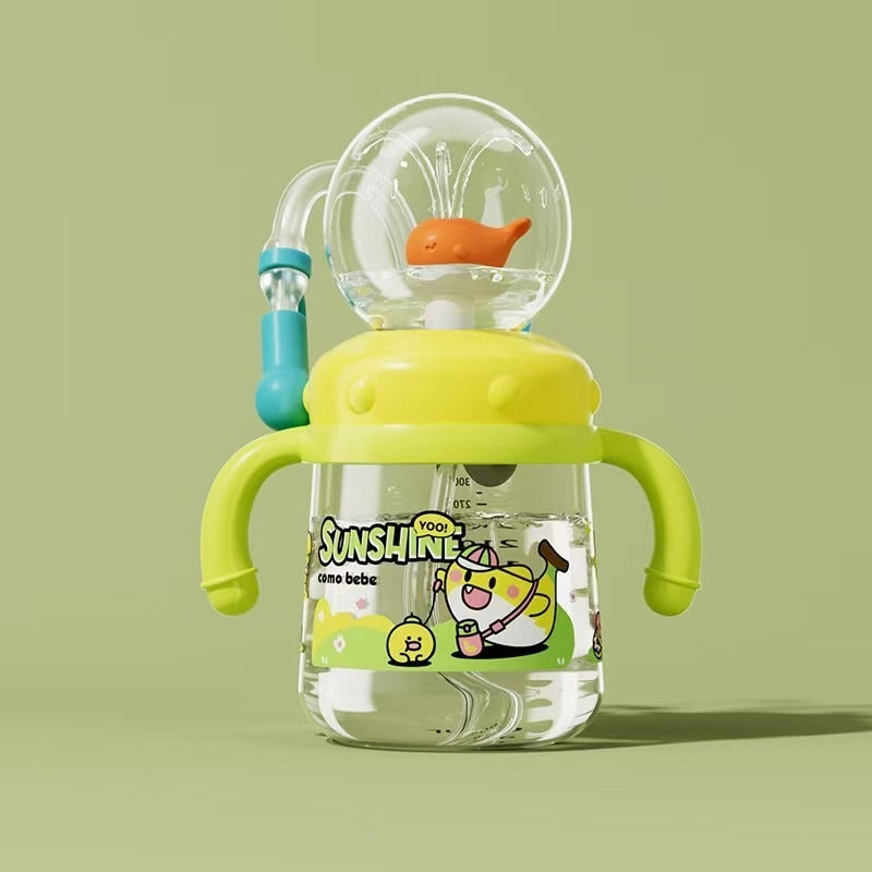 Walvis Sippy Cup – 300ml Lekvrije Kinder Drinkbeker met Zachte Siliconen Tuit, Rietje & Verstelbare Draagband