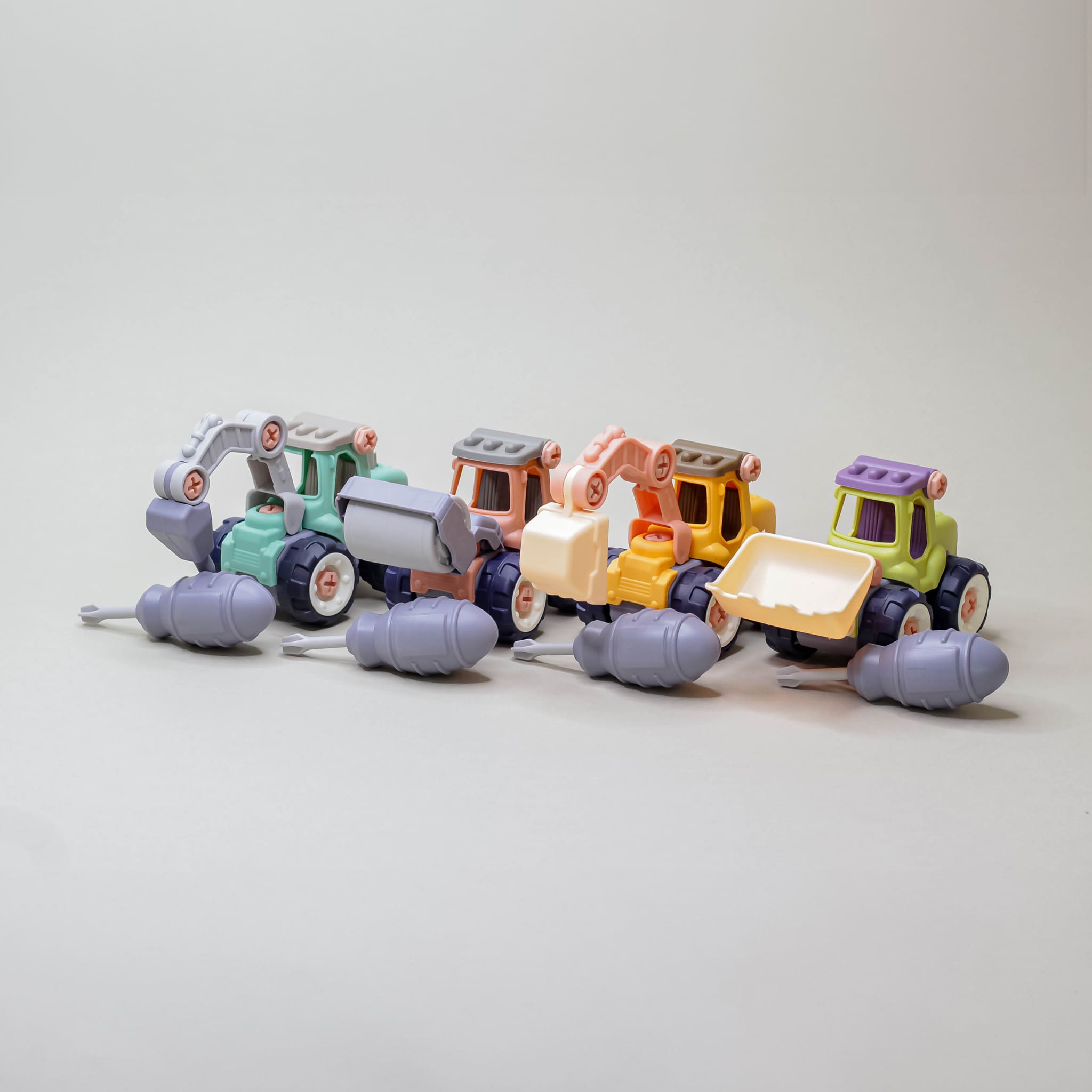 Pädagogisch - Montessori - Komplettset (4 Baufahrzeuge) - Bauautos