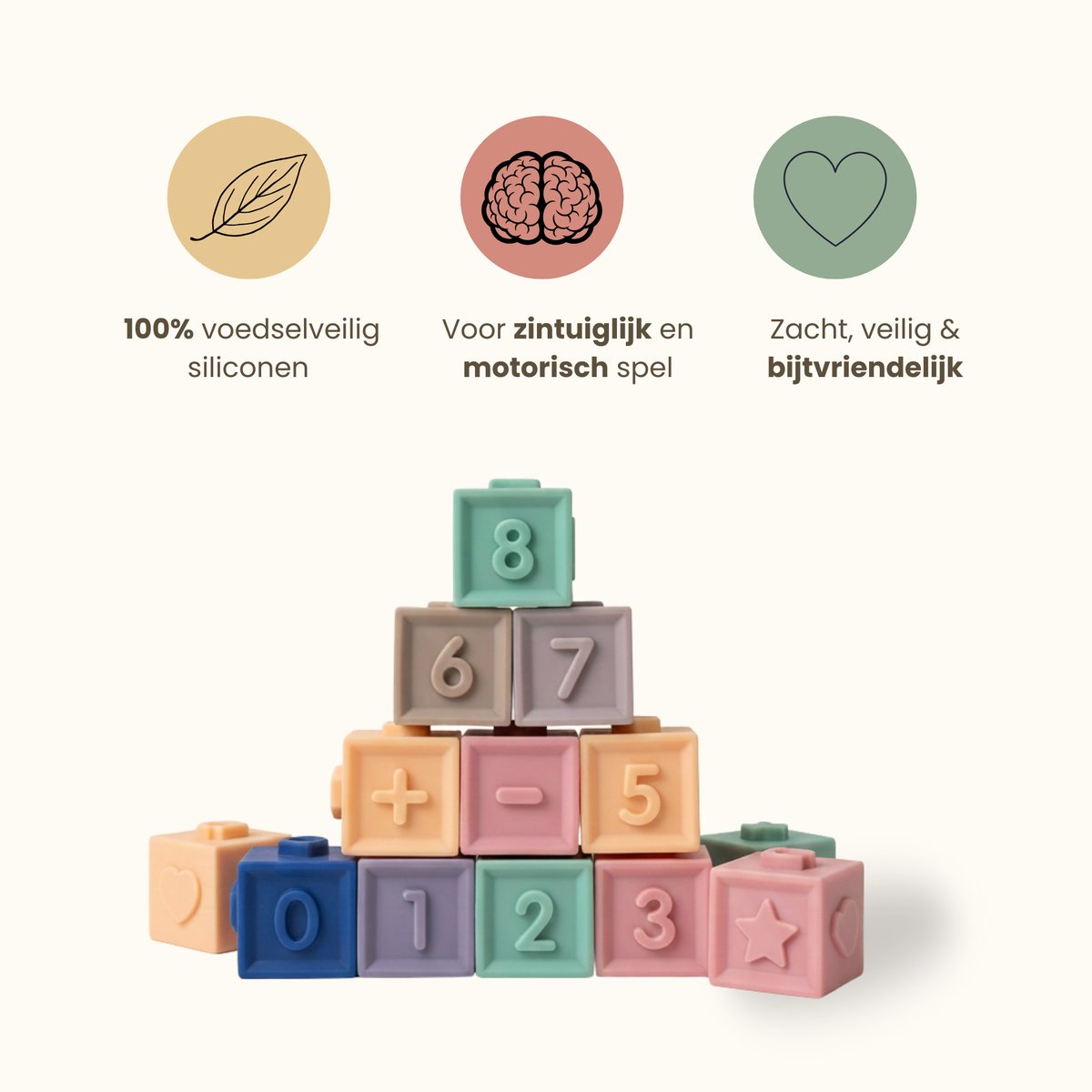 Bitey – 12 zachte siliconen babyblokken