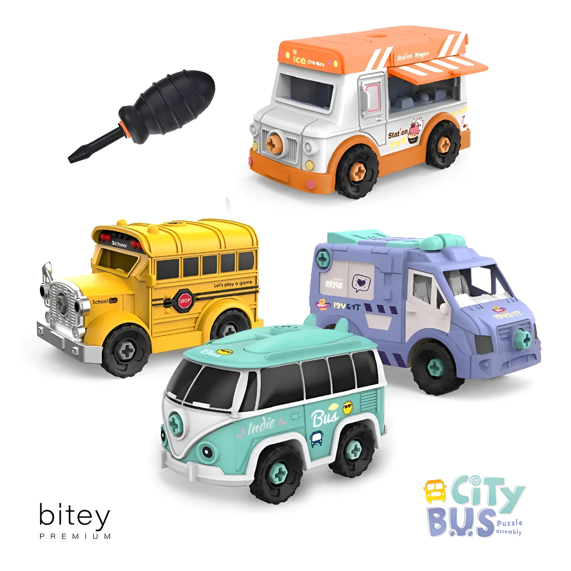 Educatief - Montessori - Compleet Set (4 busvoertuigen) - City Bus