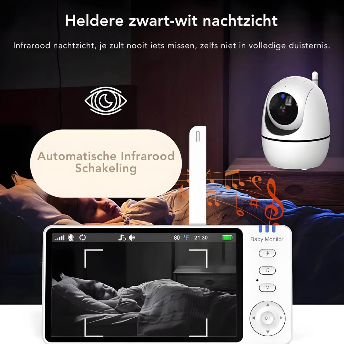 Babyfoon met Camera (5 Inch) - HD Scherm